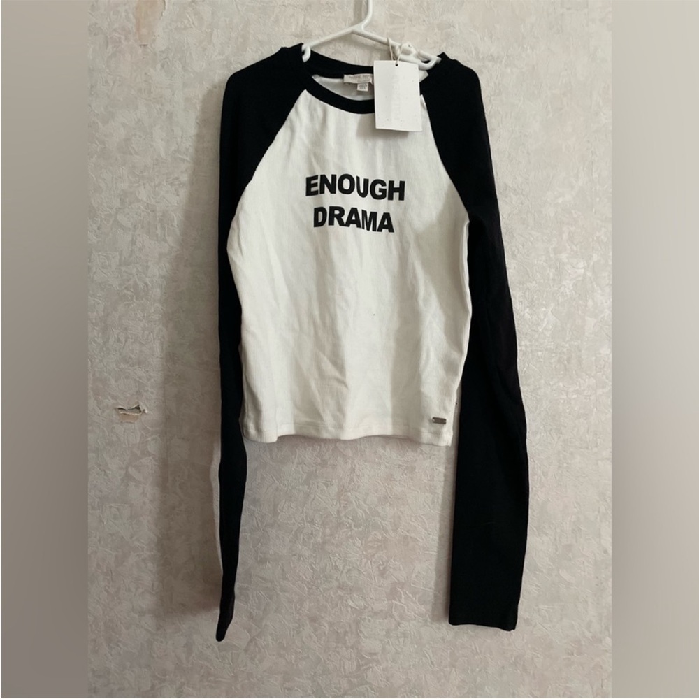Pull & Bear Black and White Long Sleeve Shirt